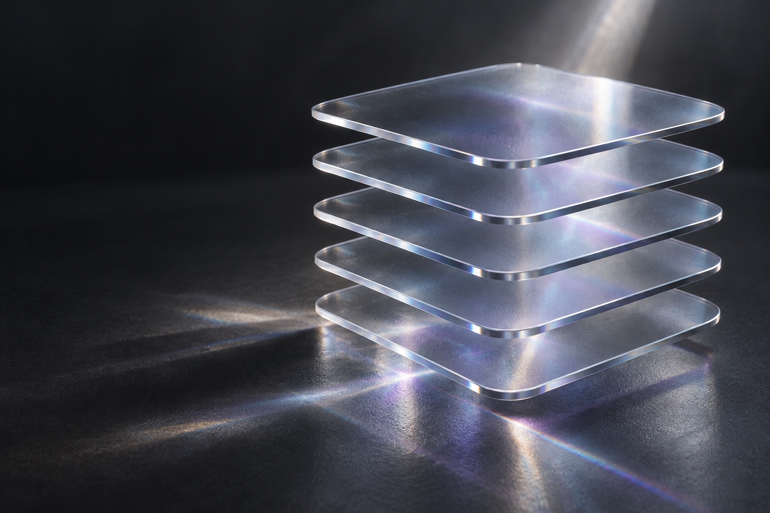Light passing through layers of optical glass